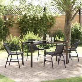 Conjunto de Comedor de Jardín 5 pcs Negro Poliratán Conjunto de Comedor de Jardín 5 pcs Negro Poliratán