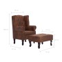 Chesterfield-Sessel und Fußstütze aus braunem Kunstleder von vidaXL, Sessel - Ref: Foro24-281277, Preis: 529,56 €, Rabatt: %