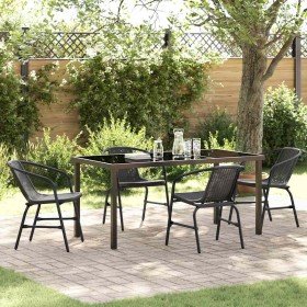 Conjunto de Comedor de Jardín 5 pcs Negro Poliratán