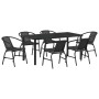 Conjunto de Comedor de Jardín 7 pcs Negro Poliratán