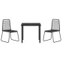 Conjunto de Comedor de Jardín 3 pcs Negro Poliratán