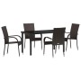 Conjunto de Comedor de Jardín 5 pcs Marrón Poliratán