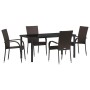 Conjunto de Comedor de Jardín 5 pcs Marrón Poliratán