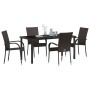 Conjunto de Comedor de Jardín 5 pcs Marrón Poliratán