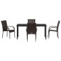 Conjunto de Comedor de Jardín 5 pcs Marrón Poliratán