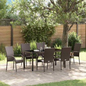 Conjunto de Comedor de Jardín 7 pcs Marrón Poliratán Conjunto de Comedor de Jardín 7 pcs Marrón Poliratán