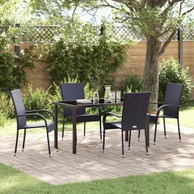 Conjunto de Comedor de Jardín 5 pcs Negro Poliratán en Conjuntos de jardín | Comprar online en Foro24