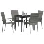 Conjunto de Comedor de Jardín 5 pcs Gris Poliratán