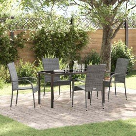 Conjunto de Comedor de Jardín 5 pcs Gris Poliratán Conjunto de Comedor de Jardín 5 pcs Gris Poliratán