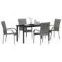 Conjunto de Comedor de Jardín 5 pcs Gris Poliratán