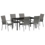 Conjunto de Comedor de Jardín 7 pcs Gris Poliratán