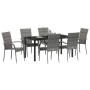 Conjunto de Comedor de Jardín 7 pcs Gris Poliratán