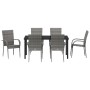 Conjunto de Comedor de Jardín 7 pcs Gris Poliratán