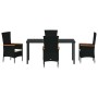 Conjunto de Comedor de Jardín con cojín 5 pcs Negro Poliratán