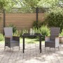Conjunto de Comedor de Jardín con cojín 3 pcs Gris Poliratán