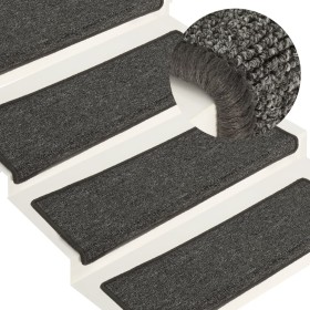 Stair tread carpets 15 units gray and black 65x21x4cm by vidaXL, Stair mats - Ref: Foro24-326197, Price: 65,69 €, Discount: %