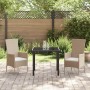 Conjunto de Comedor de Jardín 3 pcs Beige ratán sintético