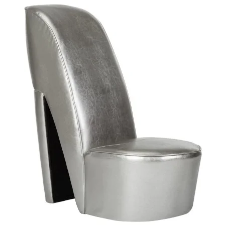 Sillón con forma de zapato de tacón cuero sintético plateado de vidaXL, Sillones - Ref: Foro24-248649, Precio: 158,10 €, Desc...