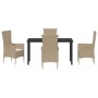 Conjunto de Comedor de Jardín 5 pcs Beige ratán sintético
