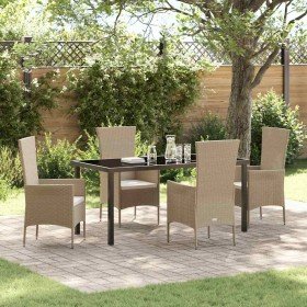 Conjunto de Comedor de Jardín 5 pcs Beige ratán sintético Conjunto de Comedor de Jardín 5 pcs Beige ratán sintético