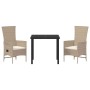 Conjunto de Comedor de Jardín 3 pcs Beige ratán sintético