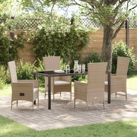 Conjunto de Comedor de Jardín 5 pcs Beige ratán sintético