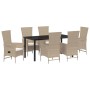 Conjunto de Comedor de Jardín 7 pcs Beige ratán sintético
