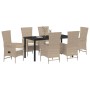 Conjunto de Comedor de Jardín 7 pcs Beige ratán sintético