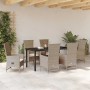 Conjunto de Comedor de Jardín 7 pcs Beige ratán sintético
