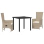 Conjunto de Comedor de Jardín 3 pcs Beige ratán sintético