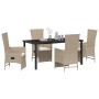 Conjunto de Comedor de Jardín 5 pcs Beige ratán sintético