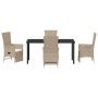 Conjunto de Comedor de Jardín 5 pcs Beige ratán sintético