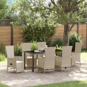 Conjunto de Comedor de Jardín 7 pcs Beige ratán sintético