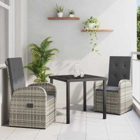 Conjunto de Comedor de Jardín 3 pcs Gris ratán sintético