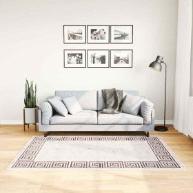Alfombra lavable antideslizante beige claro 120x180 cm