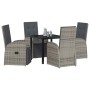 Conjunto de Comedor de Jardín 5 pcs Gris ratán sintético