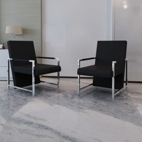 2 black synthetic leather armchairs with chrome structure by vidaXL, Armchairs - Ref: Foro24-270179, Price: 220,63 €, Discoun...