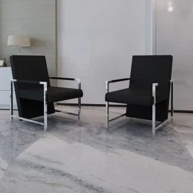 2 black synthetic leather armchairs with chrome structure by vidaXL, Armchairs - Ref: Foro24-270179, Price: 234,90 €, Discoun...