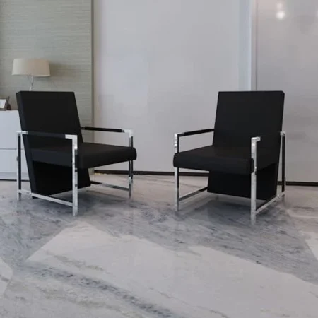 2 black synthetic leather armchairs with chrome structure by vidaXL, Armchairs - Ref: Foro24-270179, Price: 234,85 €, Discoun...