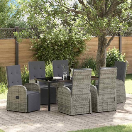 Conjunto de Comedor de Jardín 7 pcs Gris ratán sintético