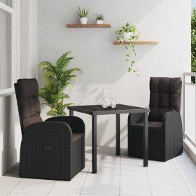 Conjunto de Comedor de Jardín 3 pcs Negro ratán sintético