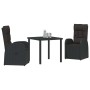 Conjunto de Comedor de Jardín 3 pcs Negro ratán sintético