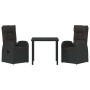 Conjunto de Comedor de Jardín 3 pcs Negro ratán sintético