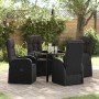 Conjunto de Comedor de Jardín 5 pcs Negro ratán sintético