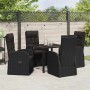 Conjunto de Comedor de Jardín 5 pcs Negro ratán sintético