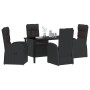 Conjunto de Comedor de Jardín 5 pcs Negro ratán sintético