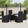 Conjunto de Comedor de Jardín 5 pcs Negro ratán sintético