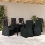 Conjunto de Comedor de Jardín 7 pcs Negro ratán sintético