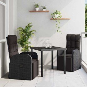 Conjunto de Comedor de Jardín 3 pcs Negro ratán sintético
