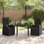Conjunto de Comedor de Jardín 3 pcs Negro ratán sintético